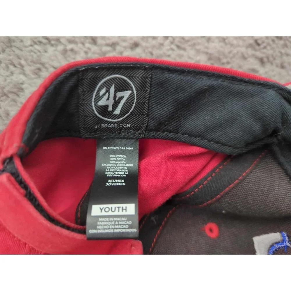 Texas Rangers Baseball Hat Cap Mens Youth MLB '47 Red Adjustable Made‎ in Macau